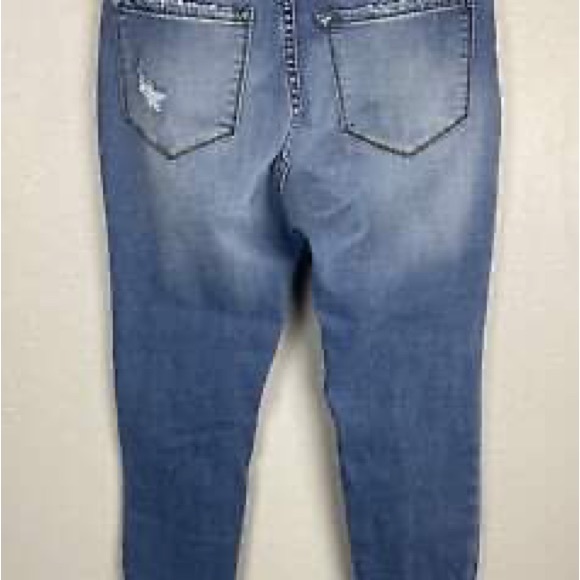 Kancan Ankle Skinny Mid Rise Jeans Women's Frayed Blue Denim 7/27 - Picture 2 of 3